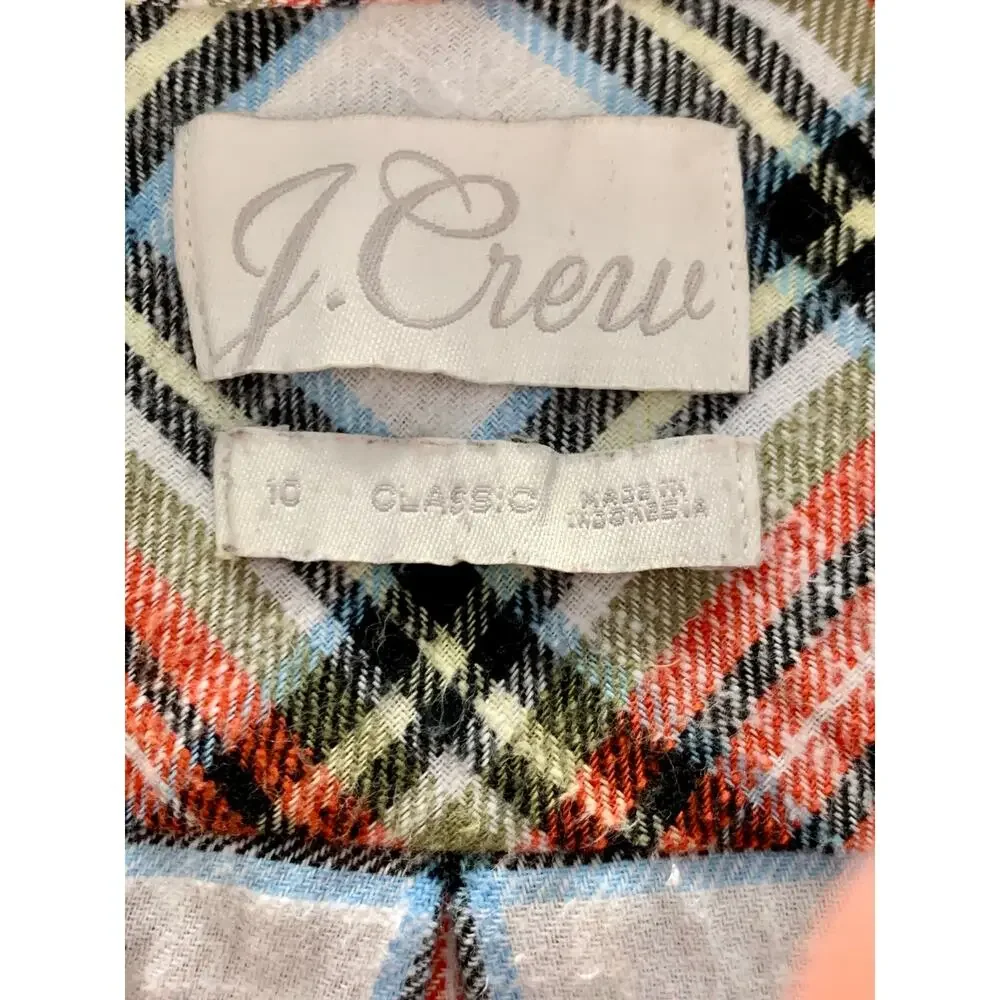 J. Crew Classic Fit Button Down Shirt in Snowy Stewart Tartan Flannel Size 10
